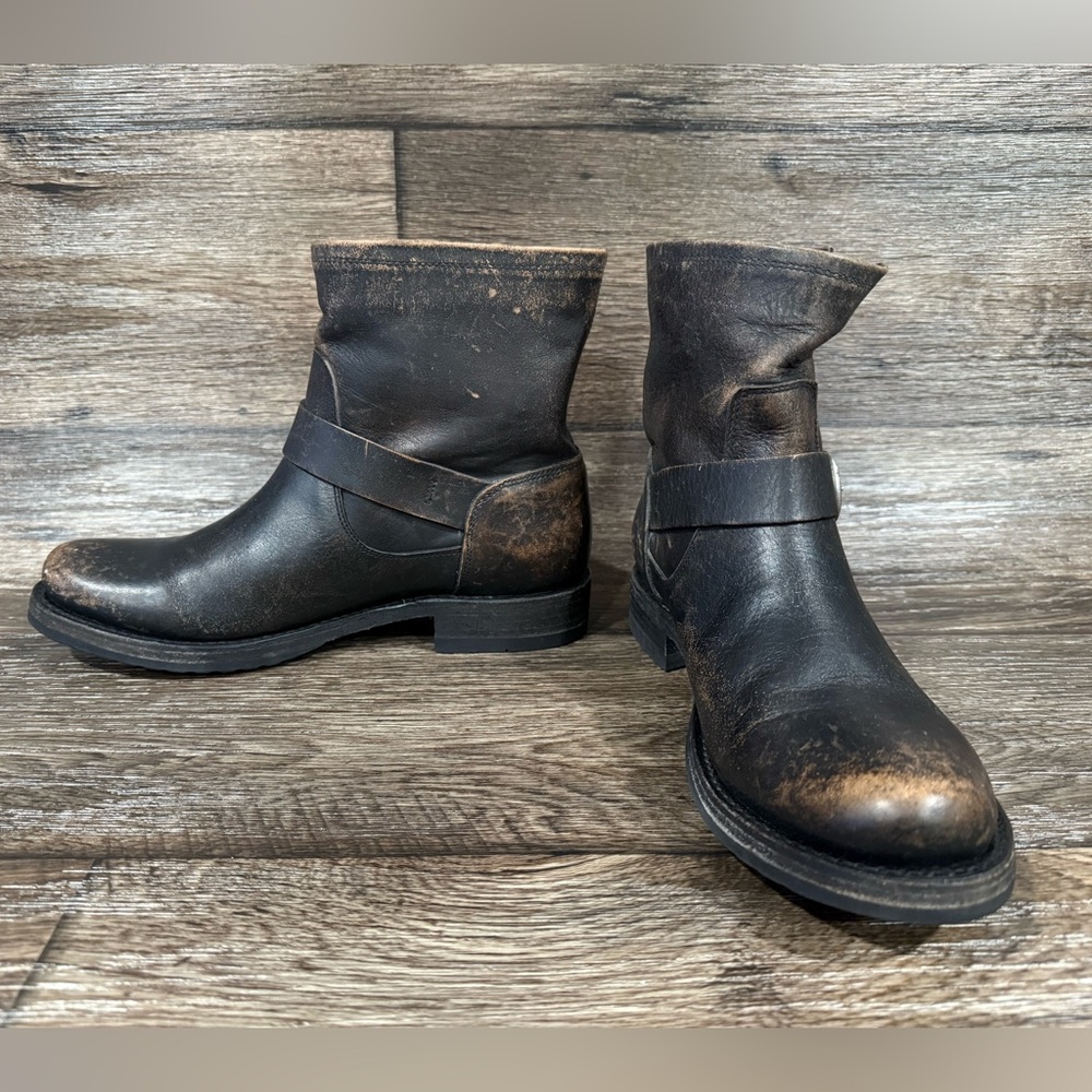 NEW w/o Box FRYE VERONICA FLEX BOOTIE IN DISTRESSED ANTIQUE BLACK SIZE 8 #3 - Picture 7 of 8